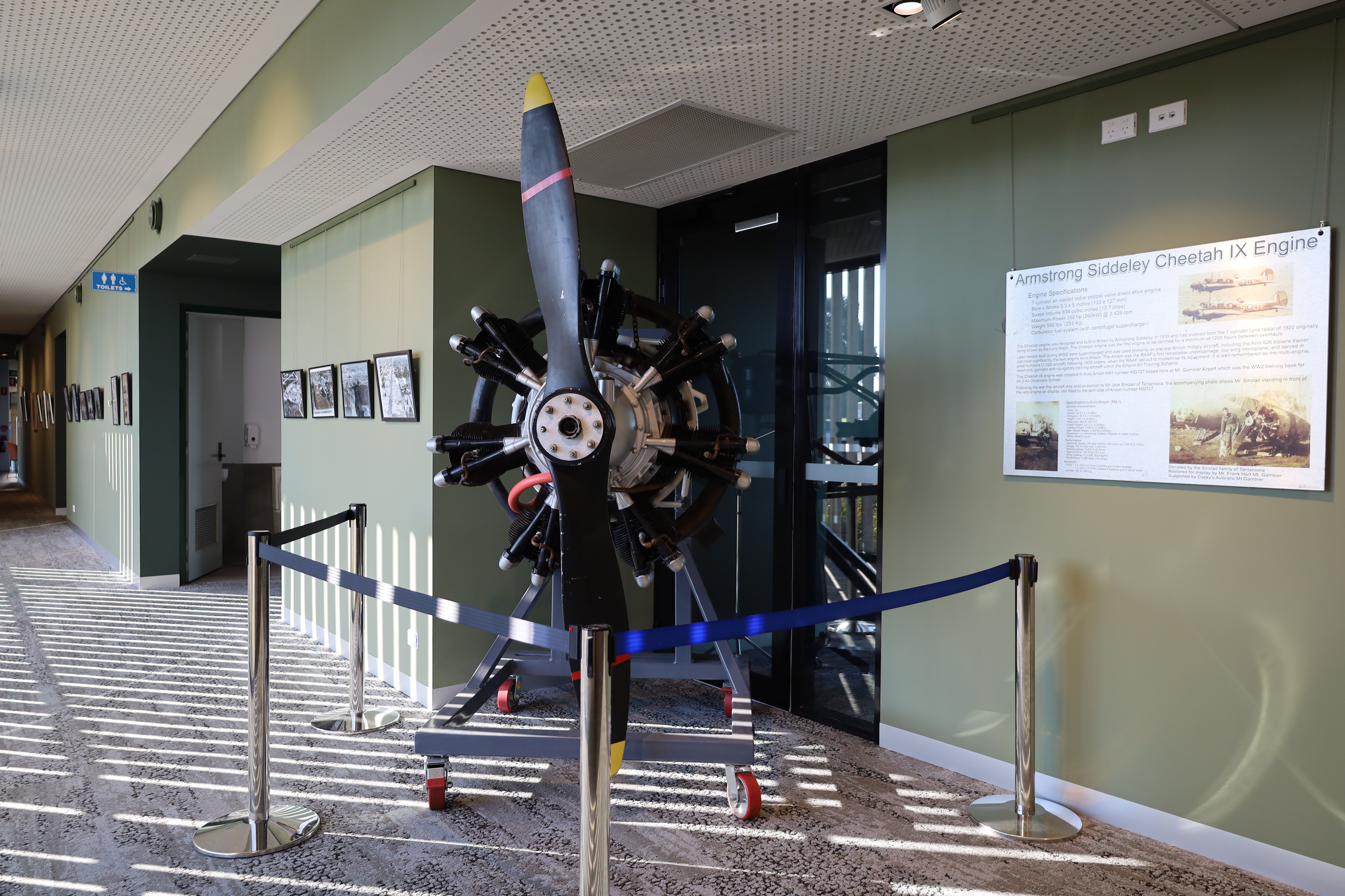 An Avro Anson engine on display at the Hangar Gallery