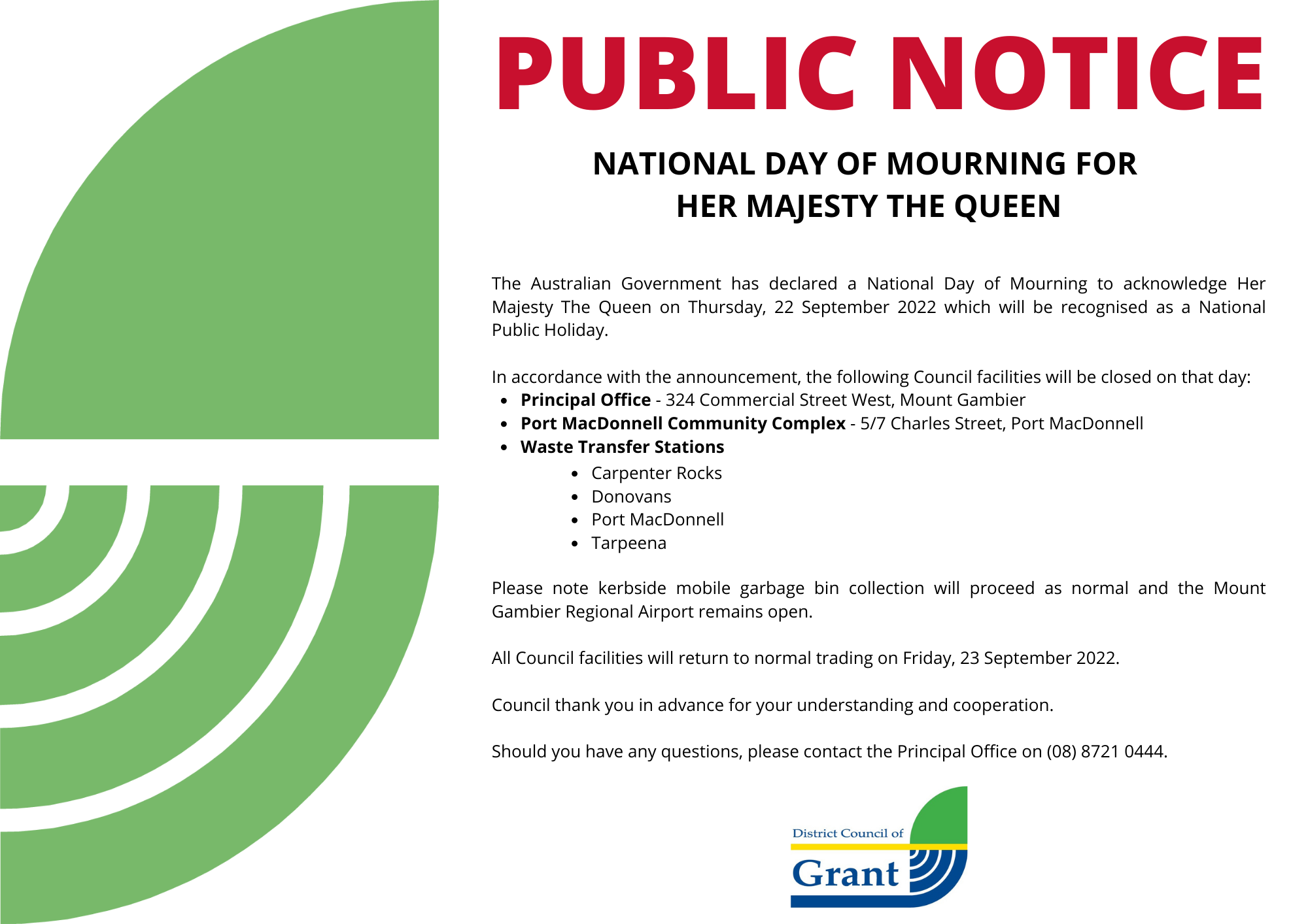 National Day of Mourning for Her Majesty The Queen